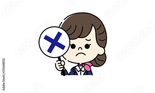 バツ印を出す女性CAのイラスト（ベクター）