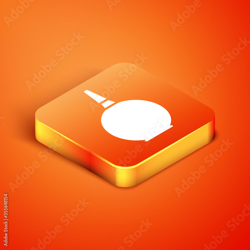 Isometric Enema icon isolated on orange background. Enema with a plastic tip. Medical pear. Vector Illustration.