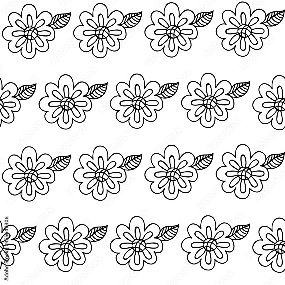 Vector seamless pattern with flowers on a white background in the Doodle style.Modern print.Floral botanic design.Endless texture for wrapping paper, gift wrapping, textiles, Wallpaper, book covers. Vector seamless pattern with flowers on a white background in the Doodle style.Modern print.Floral botanic design.Endless texture for wrapping paper, gift wrapping, textiles, Wallpaper, book covers.