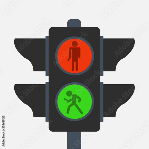 character or person holds Internet phone & cellphone addiction vector. human addicted to digital world & social media. smartphone network on traffic light creative flat design. technology concept idea
