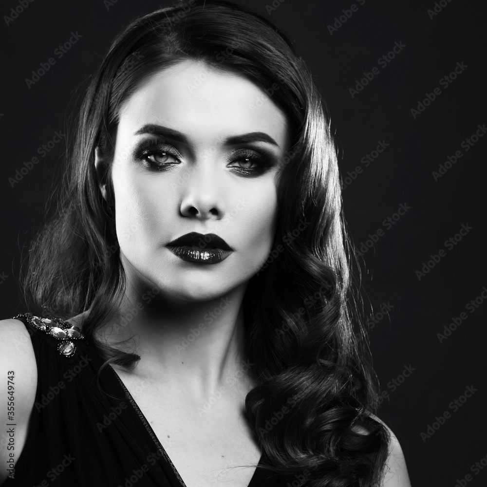 Femme fatale in the style of black and white movies,