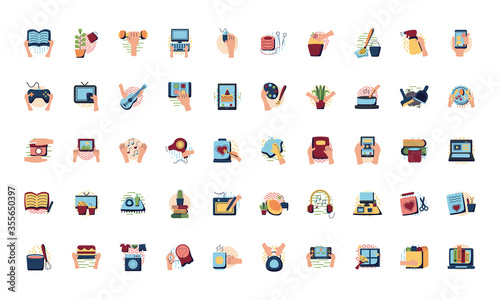 Things to do at home flat style icon set vector design