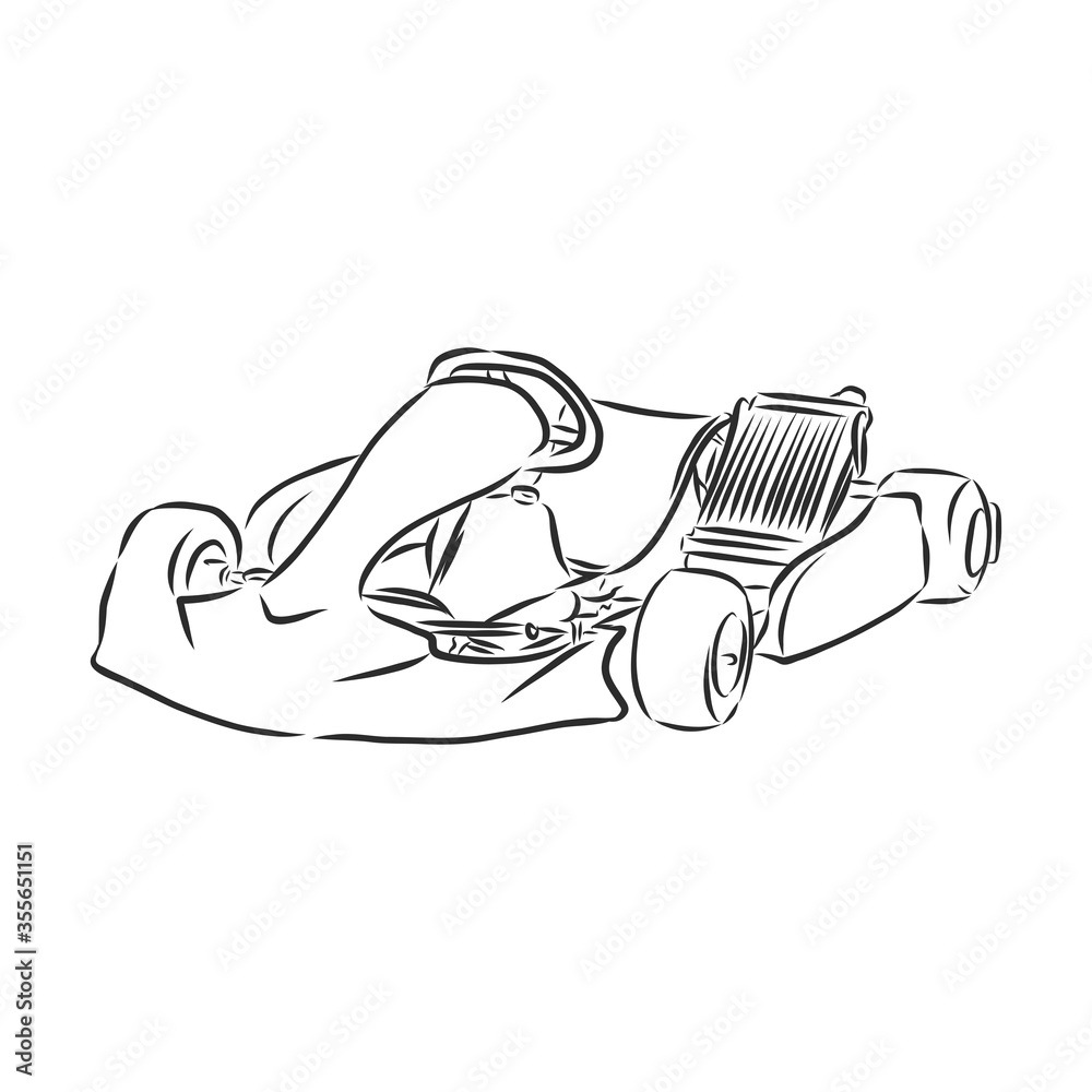 Vecteur Stock Sketch of karting, sport and active lifestyle. Karting hand  drawn Vector design illustration. racing karts, vector sketch illustration  | Adobe Stock