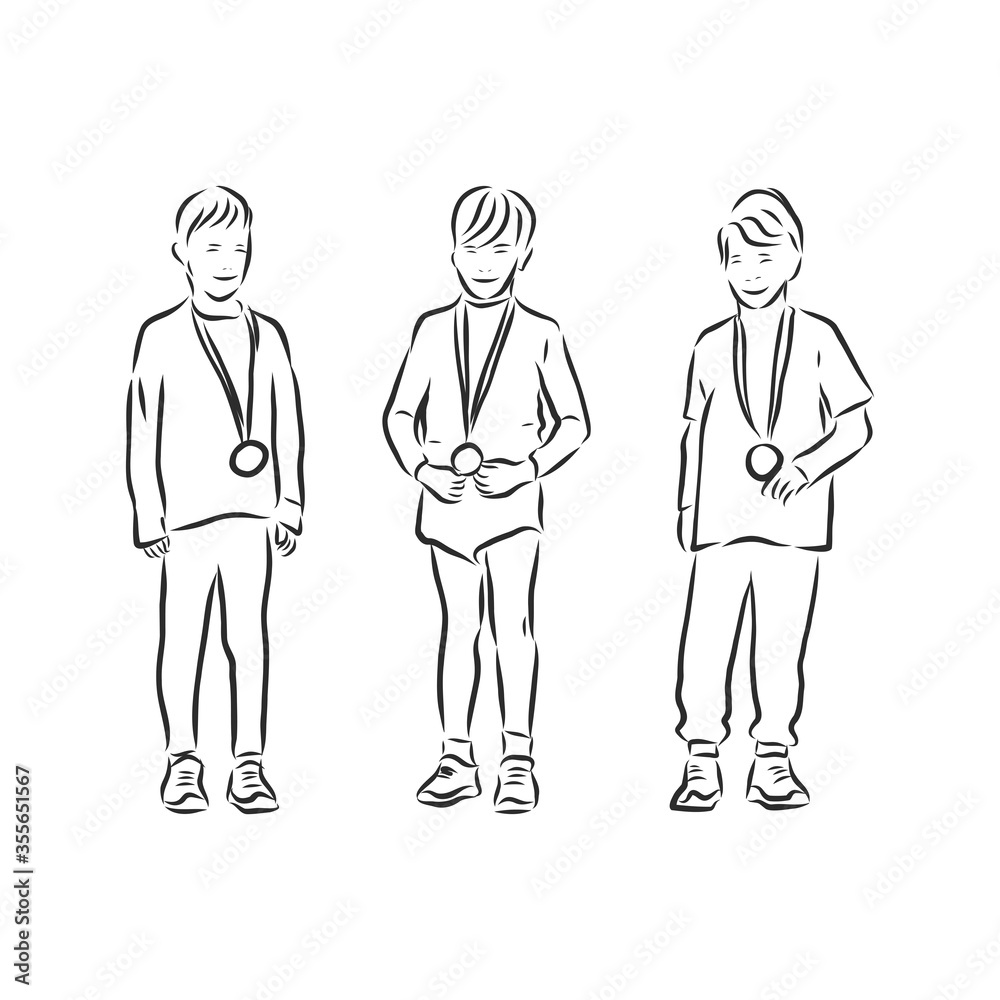 Sketch style illustration of an athlete winner, champion winner, vector sketch illustration Sketch style illustration of an athlete winner, champion winner, vector sketch illustration
