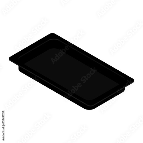 Empty baking tray isolated on white background. Isometric view. Vector