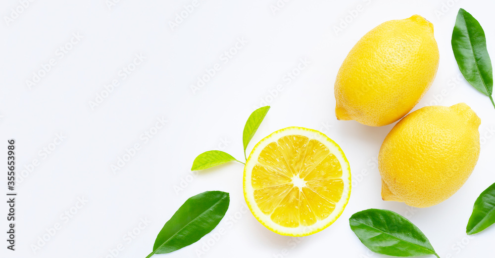 Fresh lemon isolated on white background.