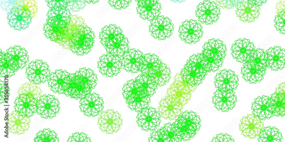 Light Green, Yellow vector natural artwork with flowers. Light Green, Yellow vector natural artwork with flowers.