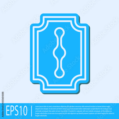 Blue line Blade razor icon isolated on grey background. Vector Illustration.