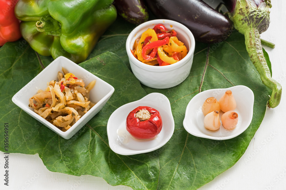 Composition of vegetables in oil composed of 