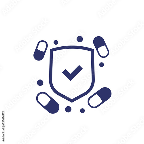 antiviral medicine, pills icon on white