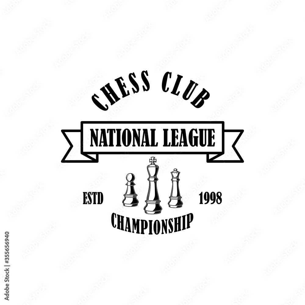 Obraz premium Chess club emblem template. Design element for emblem, sign, logo, label, poster, card.