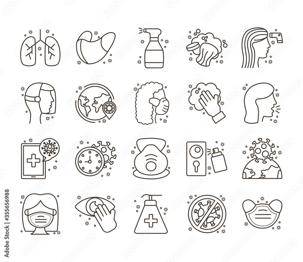 bundle of covid19 set icons bundle of covid19 set icons