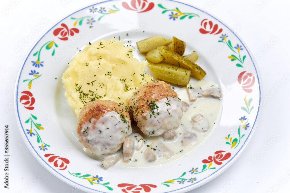 meatballs with mashed potato and sauce meatballs with mashed potato and sauce