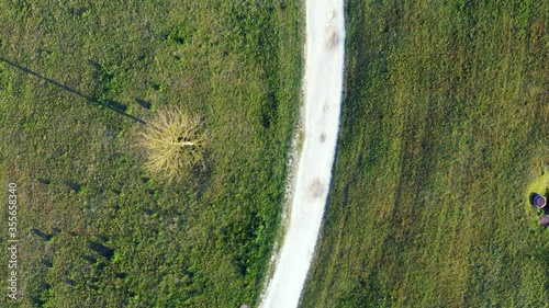 Aerial View of a Two Sporty Young Women Joggers Running During Workout In Sunny Summer Park