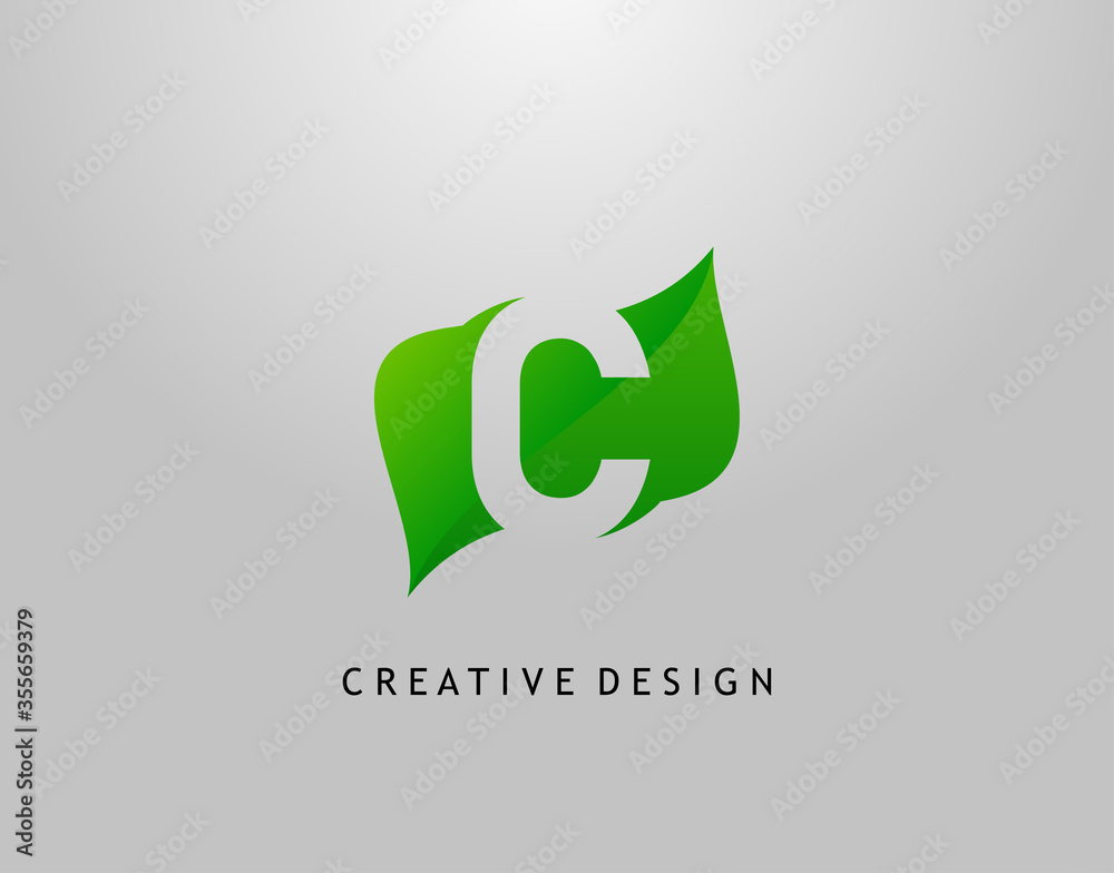 Green C Letter Logo. Modern Abstract of Initial C With Simple Leave Shape. Eco Nature Concept Design. Green C Letter Logo. Modern Abstract of Initial C With Simple Leave Shape. Eco Nature Concept Design.