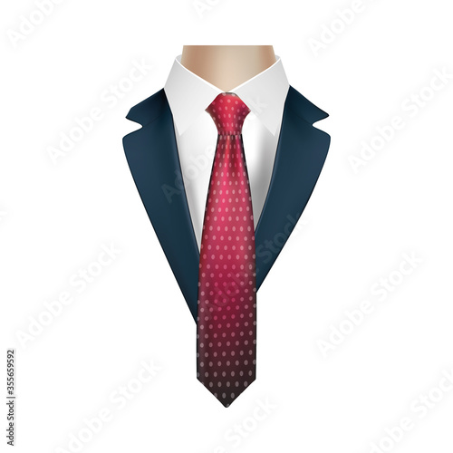 Pointed necktie on shirt with jacket vector design