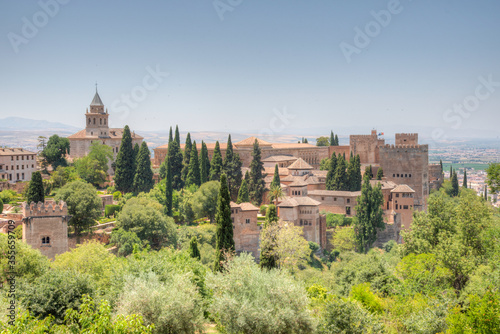 Alhambra viewed from Generalife gardens in Granada, Spain