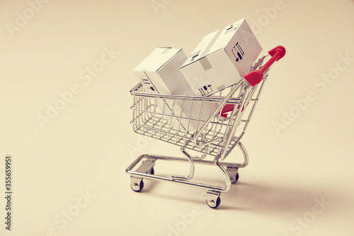 shopping trolley with boxes