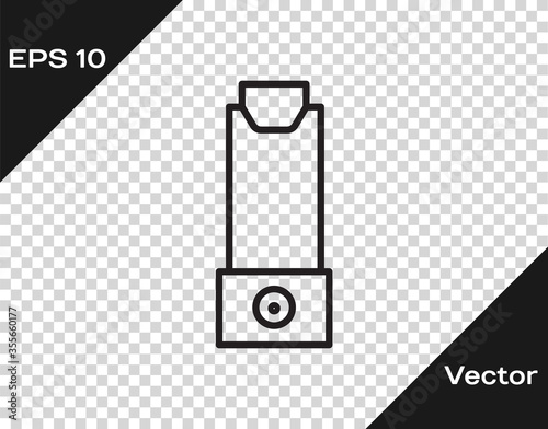 Black line Inhaler icon isolated on transparent background. Breather for cough relief, inhalation, allergic patient. Vector Illustration.