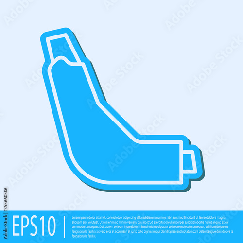 Blue line Inhaler icon isolated on grey background. Breather for cough relief, inhalation, allergic patient. Vector Illustration.