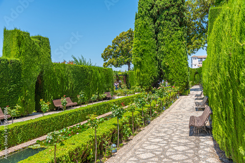 Jardines bajos at Generalife gardens in Granada, Spain photo