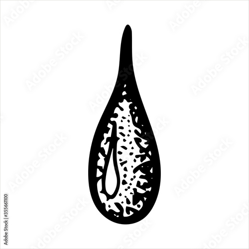 Drop, isolated simple hand drawn vector illustration in black and white