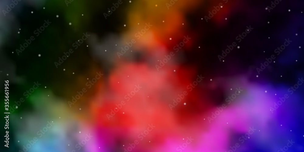 Dark Multicolor vector background with small and big stars. Colorful illustration with abstract gradient stars. Pattern for websites, landing pages.