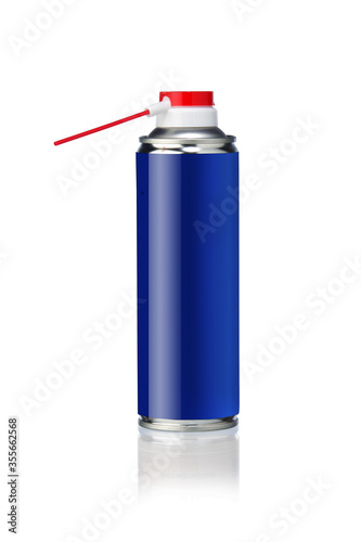eine blaue Sprayflasche isoliert auf weiß