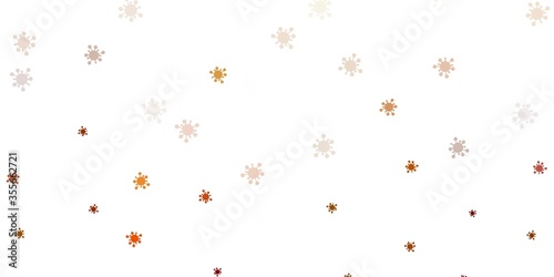 Light green, yellow vector background with covid-19 symbols.