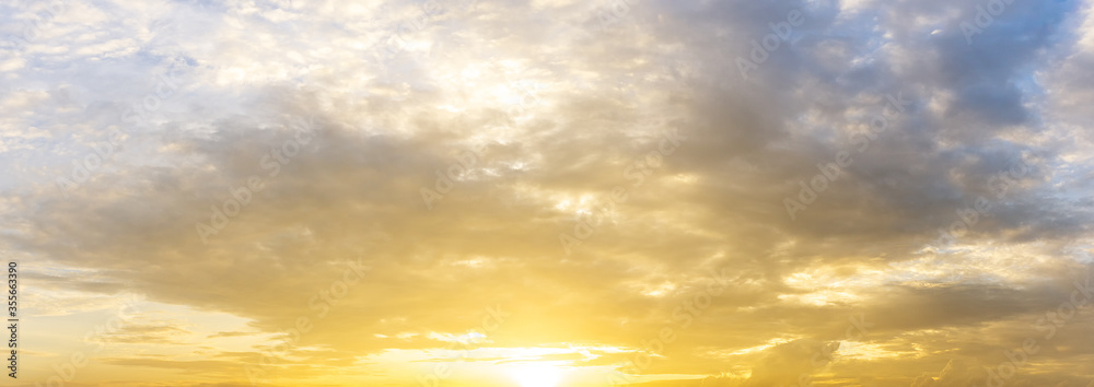 Golden hour sunrise sky panorama background