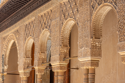 Ornaments inside of Alhambra palace in Granada, Spain