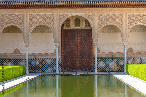 Patio de los Arrayanes inside of Nasrid Palace at Alhambra, Granada, Spain