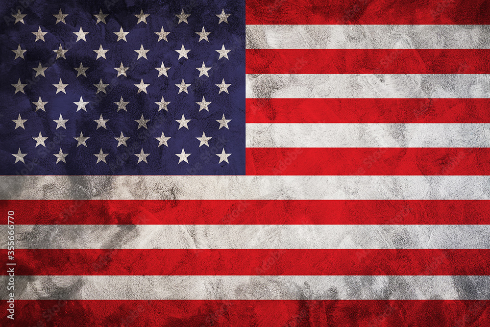 America flag on concrete cement wall textured background America flag on concrete cement wall textured background