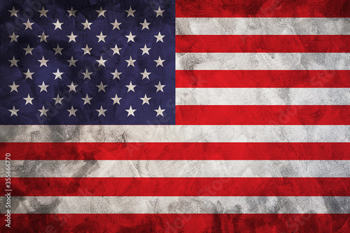 America flag on concrete cement wall textured background