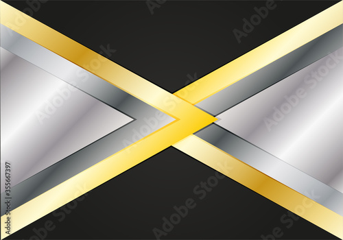 Fondo de triángulos dorados y plateados.