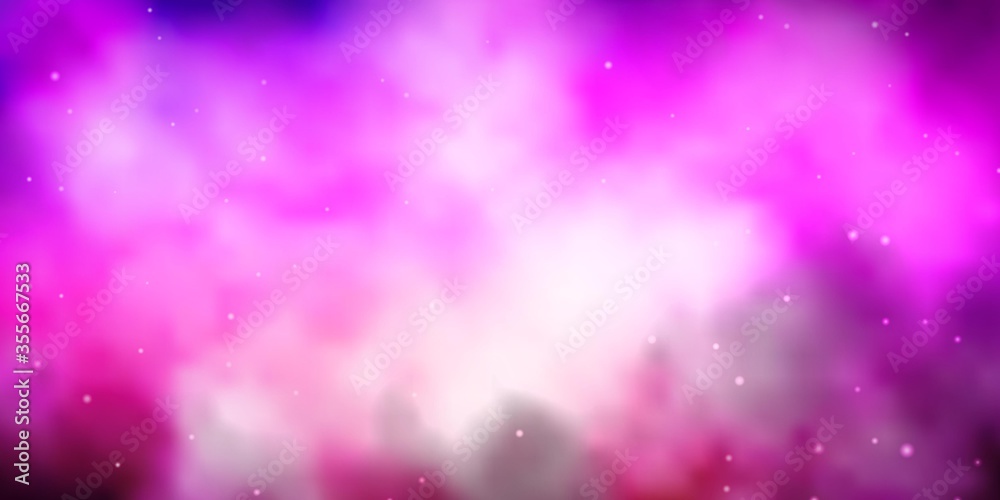 Dark Purple, Pink vector background with colorful stars. Decorative illustration with stars on abstract template. Best design for your ad, poster, banner.