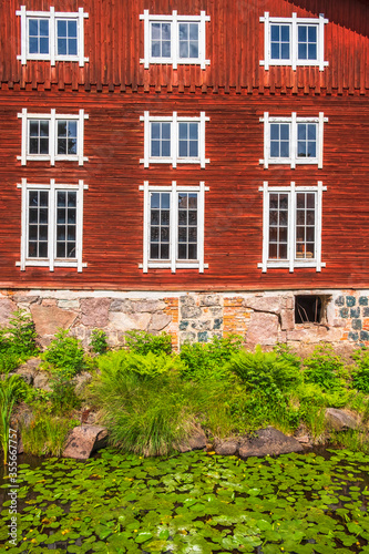 Wallpaper Mural Beautiful red wooden building with windows Torontodigital.ca