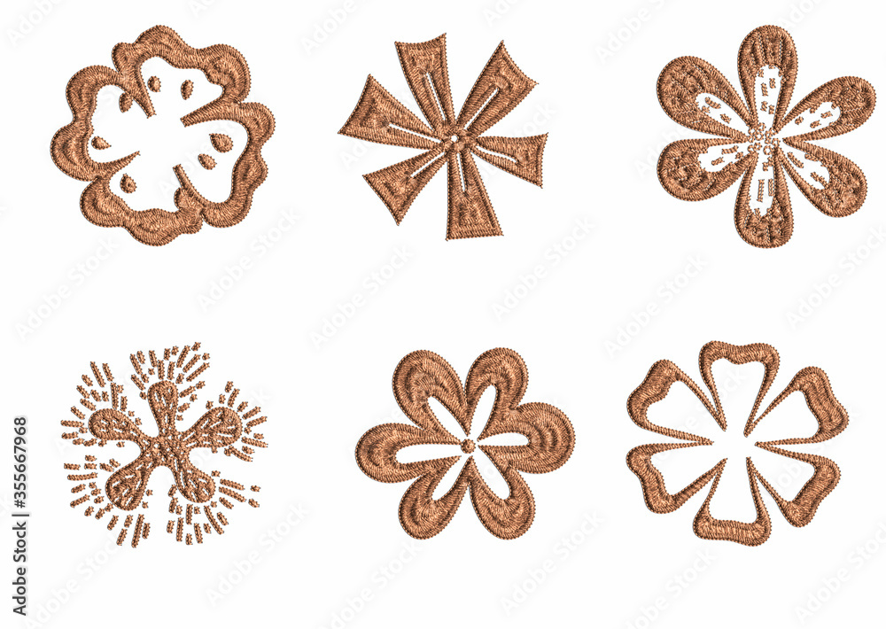 set of embroidery floral elements set of embroidery floral elements