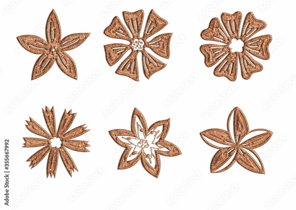 set of embroidery floral elements set of embroidery floral elements