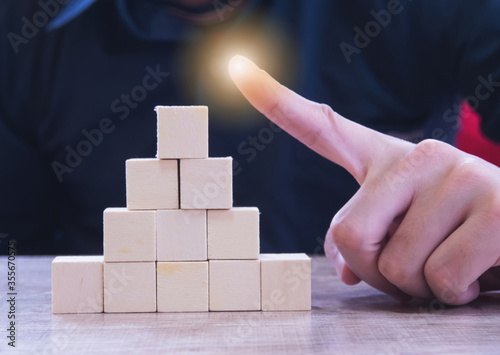 Close up of graph from wooden blocks.