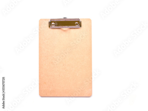 Top view of Blank wooden clipboard with copy space.