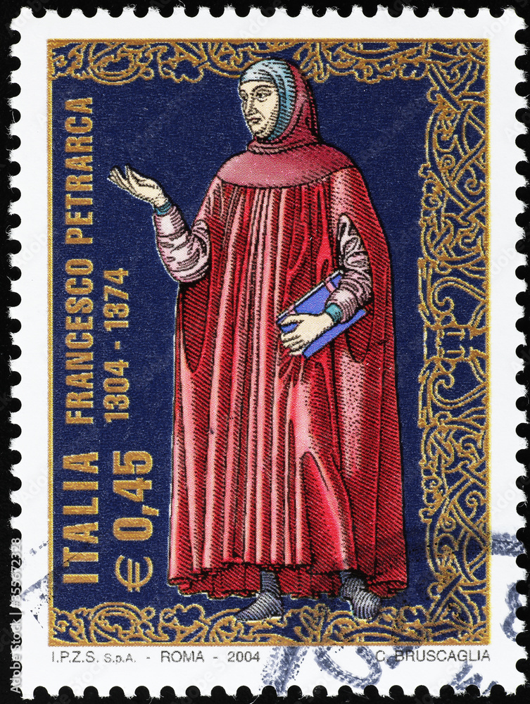Italian poet Francesco Petrarca on postage stamp