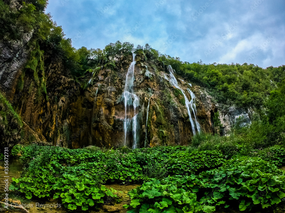 Great Waterfall in Plitvice Lakes National Park UNESCO Heritage Site – Central Croatia  | Nature Landscape