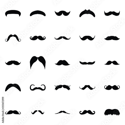  Solid Icon Design of Mustaches 