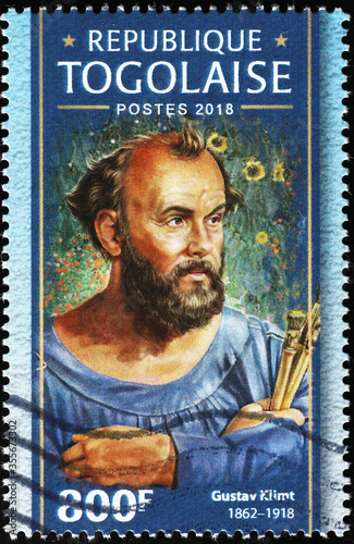 Portrait of Gustav Klimt on postage stamp of Togo