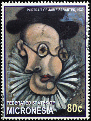 Portrait of Jaime Sabartes by Pablo Picasso on stamp