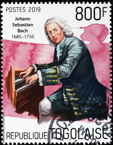 Portrait of Johann Sebastian Bach on postage stamp