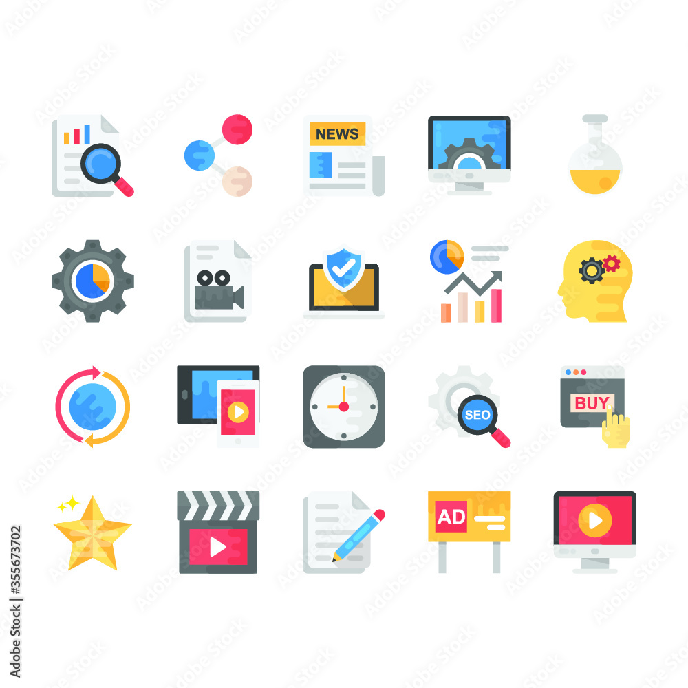 
Flat Icons Set of Seo and Marketing
