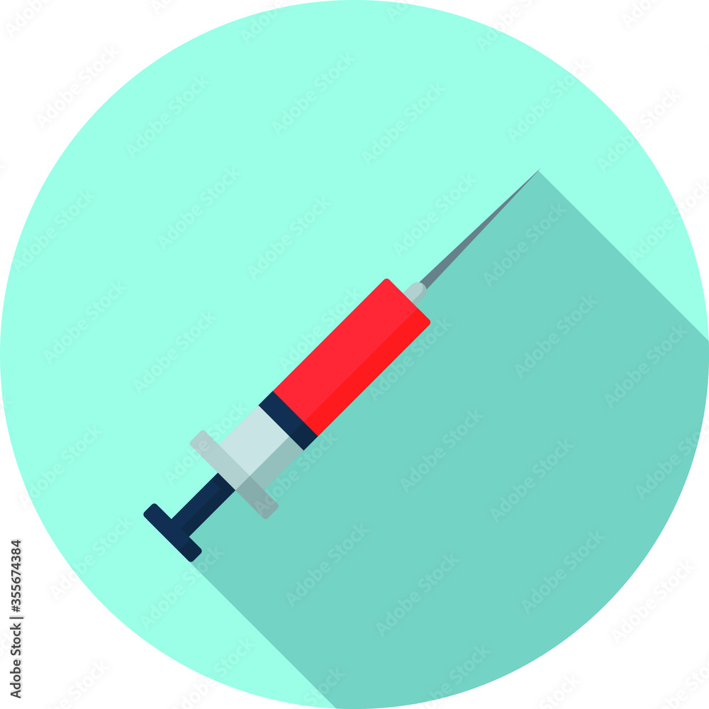 injection, vaccine flat icon on blue background, vector symbol injection, vaccine flat icon on blue background, vector symbol