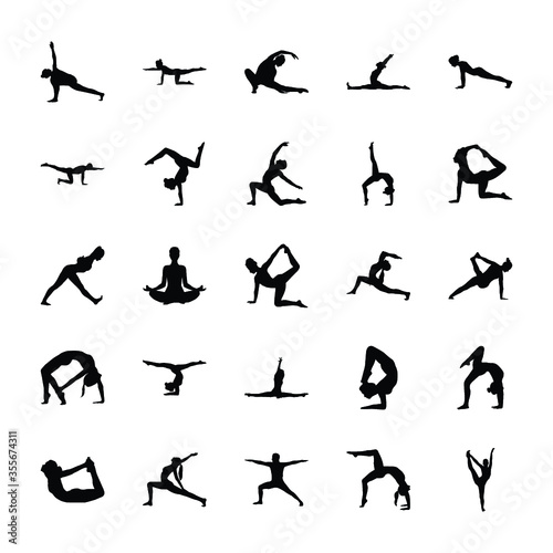 
Yoga Solid Vector Pictograms 
